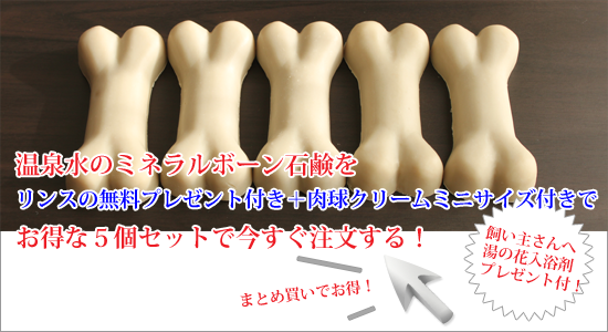 温泉水のミネラルボーン石鹸をお得な５個セットで注文する！